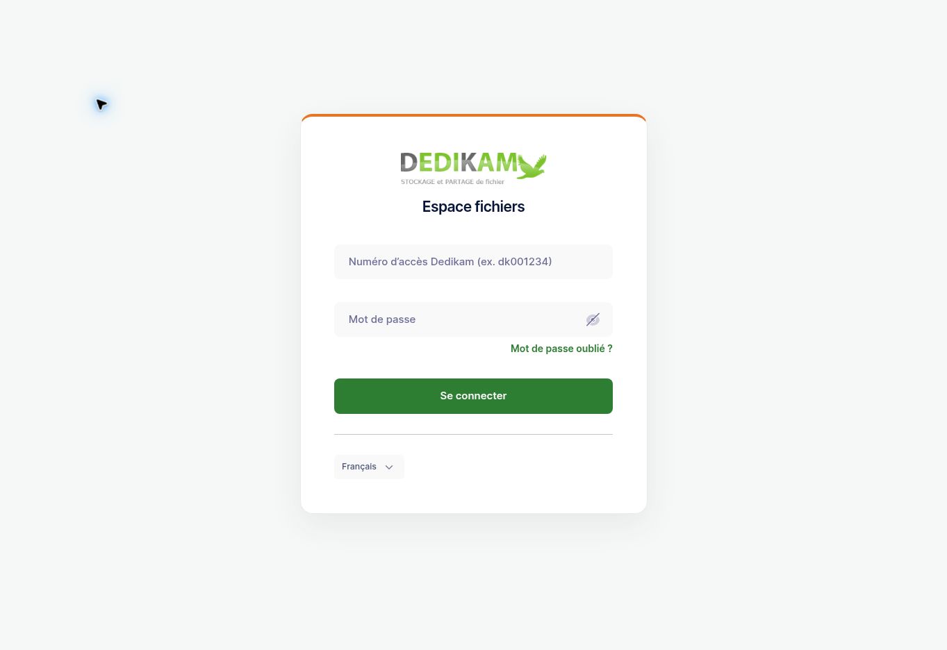 Formulaire de connexion SFTPGo : numéro d’accès et mot de passe